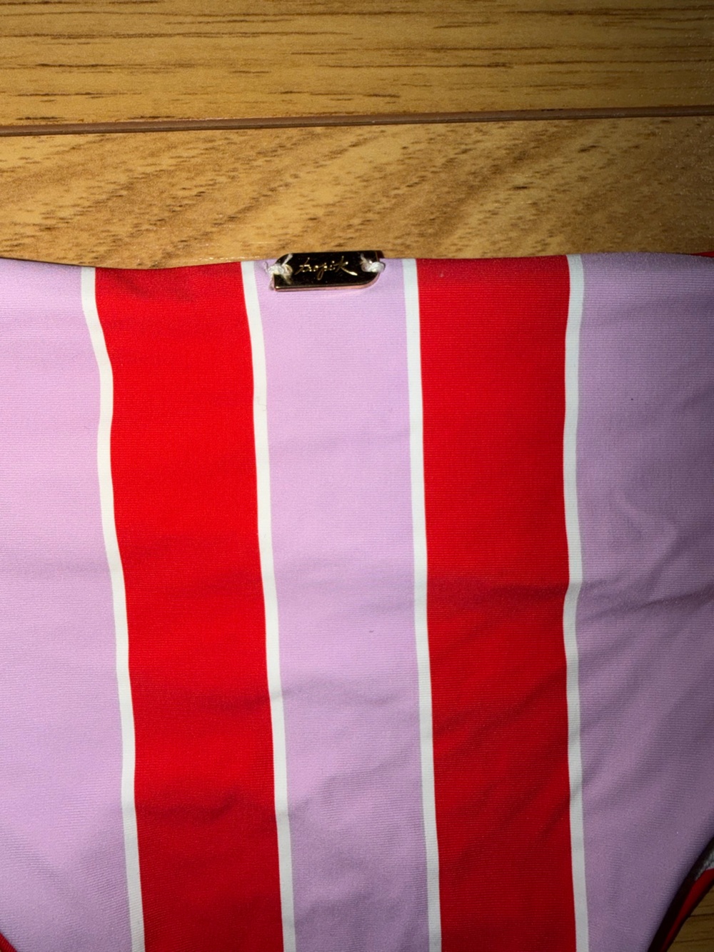 Tropik Red & Pink Striped Triangle Bikini Set - Picture 4 of 4